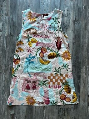 Women’s Paper Heart Anthropologie Linen Blend Mini Dress Summer Print Large